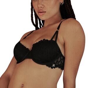 Savage x Fenty Black Lace Not Sorry Lightly Lined Balconette Bra Size 32C